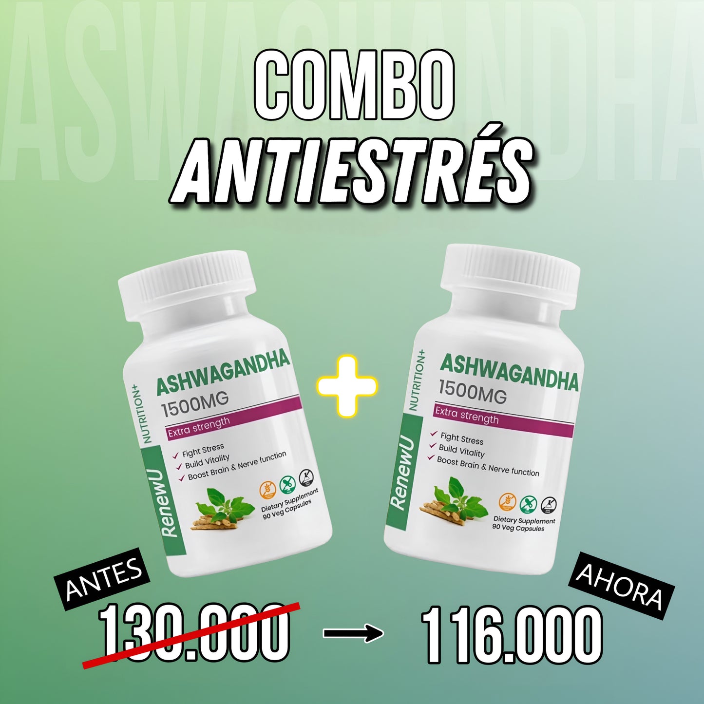 COMBO: Antiestrés Ashwaganda X2